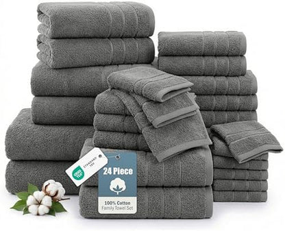 Casa Platino Bath Towel Set Absorbent Quick Dry 100% Cotton - Ultimate Grey
