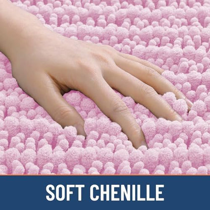 Smiry Bathroom Rugs 34X21, Extra Soft Rubber Backing Chenille Bath Mats