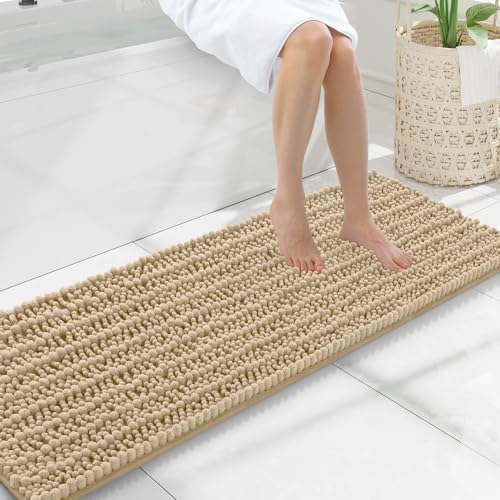 Smiry Bathroom Rugs 47X17, Extra Soft Rubber Backing Chenille Bath Mats