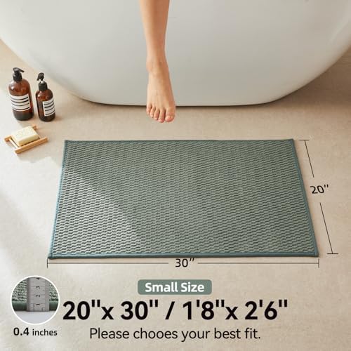 Triohero Bathroom Rugs Non Slip Washable, Super Absorbent Thin Bath Mat Small Quick Dry Low Pile Bathroom Rug, Sage Green 20"x30"
