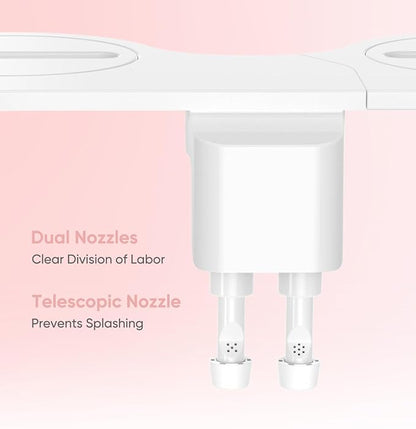Ultra-Slim Bidet Attachment, Posterior&Feminine Wash-(Retractable Dual Nozzles), Non-Electric Bidet Attachment for Toilet Seat, Adjustable Fresh Cold Water Pressure (BlackChrome)