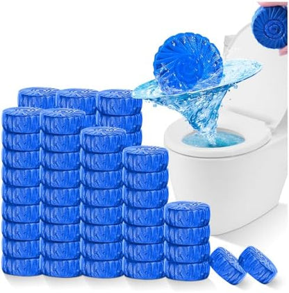 KIISIISO Automatic Toilet Bowl Cleaner Tablets Blue 72 Pack, Drop-In Tank Cleaner for Bathroom, Prevent Stains & Deodorize, Septic Safe, Long-Lasting Cleaning Tabs - Fresh Scent