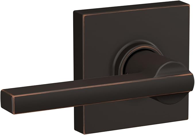Schlage F10 LAT 716 COL Latitude Lever with Collins Trim Hall & Closet Passage Door Lock, Aged Bronze