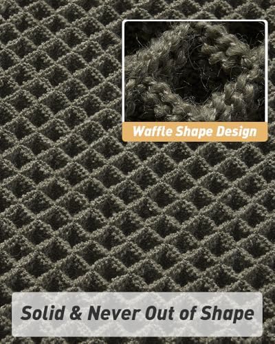 Upgraded Waffle Bath Mat Set of 2 Absorbent Bathroom Mat 18"x30" + 24"x48"