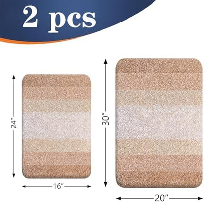 OLANLY Micorfiber Bathroom Rug Set 2 Piece, 30"x20"+24"x16"