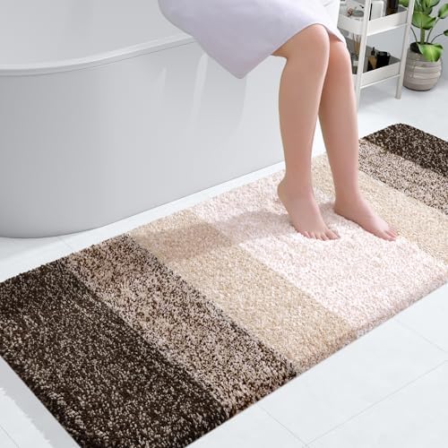 OLANLY Bathroom Runner Rug 54x24, Extra Soft Absorbent Microfiber Bath Rugs