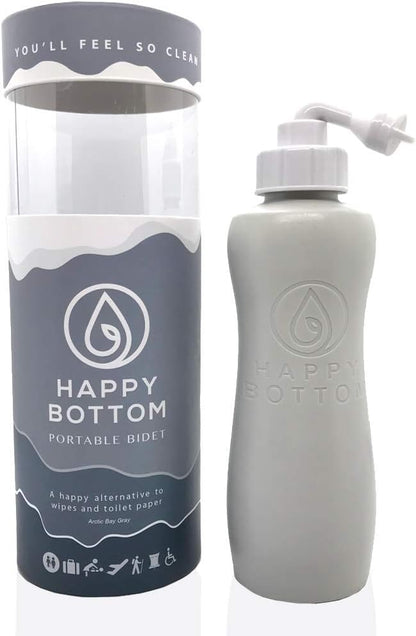 Happy Bottom Portable Bidet | Leak Free Handheld Travel Bidet and Peri Bottle with Angled Nozzle Sprayer | 400 ml Capacity | with Travel Bag