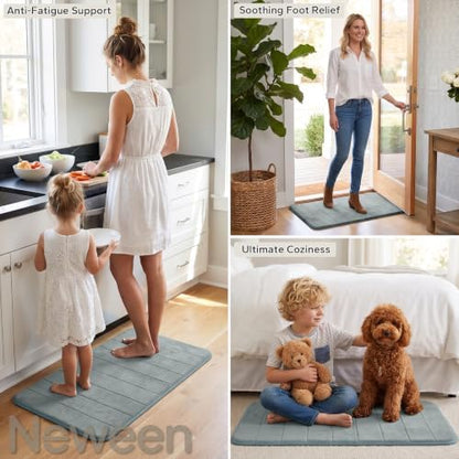 Neween Bathroom Rugs Set 2 Piece, Absorbent Memory Foam Bath Mat, Grey