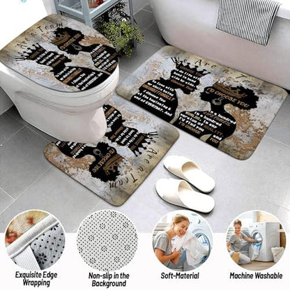 4Pcs Black Man Women Shower Curtain Set with Rugs Toilet Lid Cover Bath Mat, Romantic Couples Bathroom Decor Sets with Hooks, Waterproof Fabric King Queen Shower Curtains