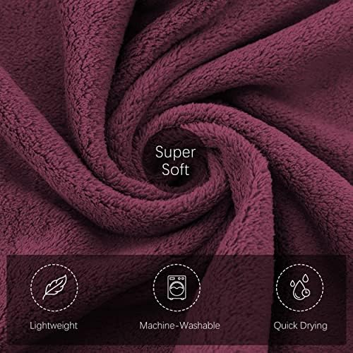 TENSTARS Silk Hemming Hand Towels for Bathroom - Quick Drying - Ultra Soft Microfiber Absorbent Towel for Bath Fitness, Gym, Shower, Hotel, and Spa - 16x28 Inch | Set of 6, Burgundy