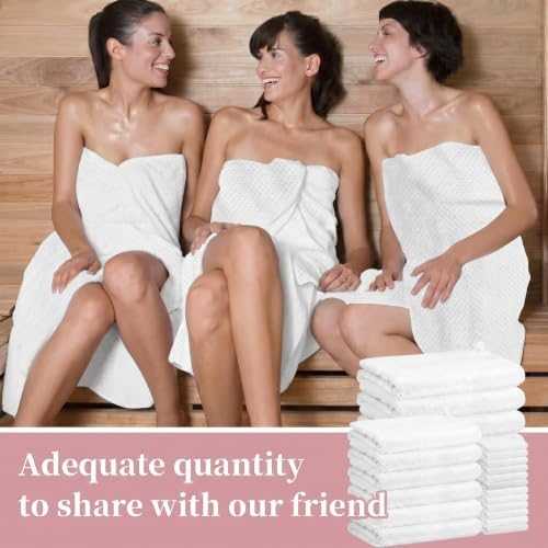 24 Pcs Towels Set 6 Bath Sheets 6 Washcloths and 12 Hand Towels, Reusable Absorbent Quick Dry Coral Velvet Towel for Shower Bath Spa Hotel Bathroom Supplies (White)