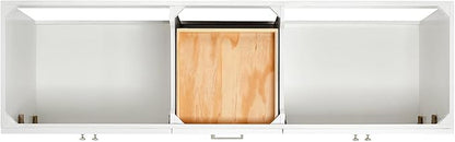 DKB Bradford 72 Inch Bathroom Vanity Double Sink — White Bathroom Vanity with Sink, 1.5" Edge Carrara White Countertop & Backsplash, 4 Soft-Close Doors, and 3 Dovetail Drawers