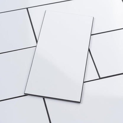StyloVue 100 Pieces Peel and Stick Backsplash for Kitchen, 3" x 6" PVC Subway Tile, Glossy White with Dark Gray Grout, Self Adhesive Stick on Wall Tiles for Kitchen, Bathroom, Fireplace, RV