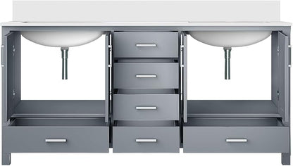 Jacques 72 in. W x 22 in. D Dark Grey Double Bath Vanity and White Quartz Top