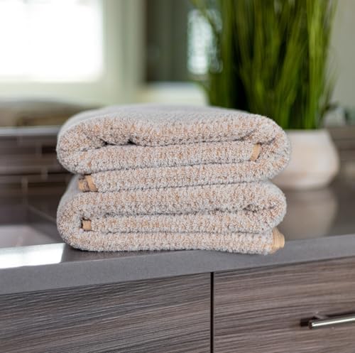 Everplush Diamond Jacquard 6 Pieces Bath Towel Set, Luxury Super Soft Oversized Towels, Highly Absorbent Diamond Jacquard Quick Dry Bath Towel for Bathroom Light Brown Towels