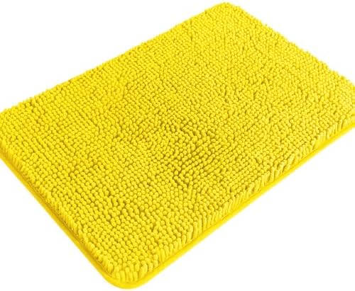 Yellow Bathroom Rug – Absorbent and Washable Bath Mat, Non-Slip, Thick Soft Chenille Bath Rugs for Bathroom Floor, Shower, Sink - 17" x 24"