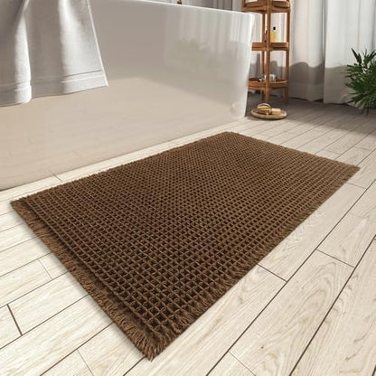 Upgraded Waffle Bath Mat Ultra Absorbent Non Slip Bathroom Mat, 17" x 24"