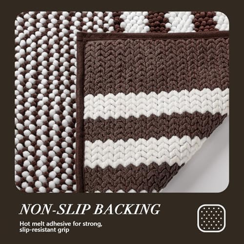 BSICPRO Bathroom Rugs, 17x24 Chenille Bath Mats, Coffee
