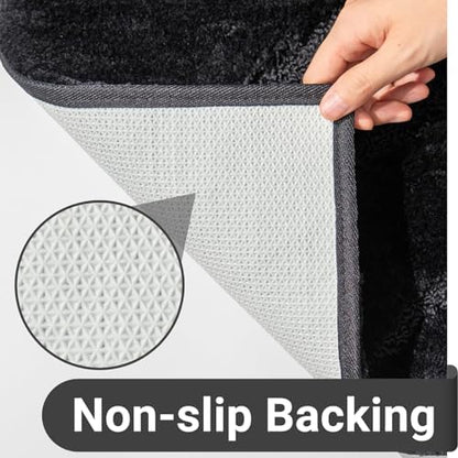 DEXDE Bathroom Rugs 20x32 Non Slip Bath Mat for Bathroom Floor Shower Black