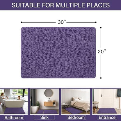 LOCHAS Luxury Bathroom Rug Shaggy Bath Mat 20 x 32 Inch, Dark Purple