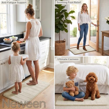 Neween Bathroom Rugs Set 2 Piece, Absorbent Memory Foam Bath Mat, Beige