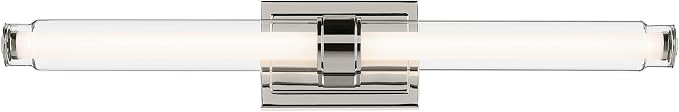 Kichler Laurene LED Linear Vanity Light, Polished Nickel | LED vanity light with clear fluted glass for mirrors, hallways and buffets (31" x 5"), 55239PNLED