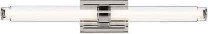 Kichler Laurene LED Linear Vanity Light, Polished Nickel | LED vanity light with clear fluted glass for mirrors, hallways and buffets (31" x 5"), 55239PNLED