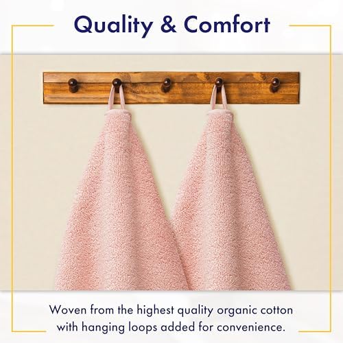 Alusa Home 100% Organic Zero-Twist Cotton Towels - GOTS Certified Luxury Bath Towels - Ultra Soft & Plush 700GSM Long-Staple Cotton - 6 Piece Towel Set (Blush Pink)