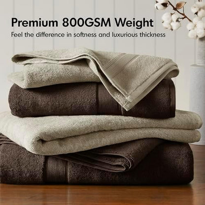 Madison Park 800GSM 100% Cotton Bathroom Bath Towel Set of 8, Beige