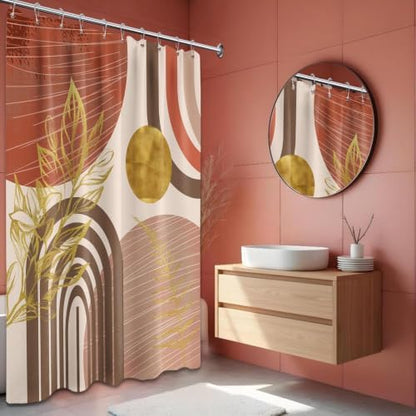 Burnt Orange Shower Curtain, 60X72 in, Mid Century Modern MCM