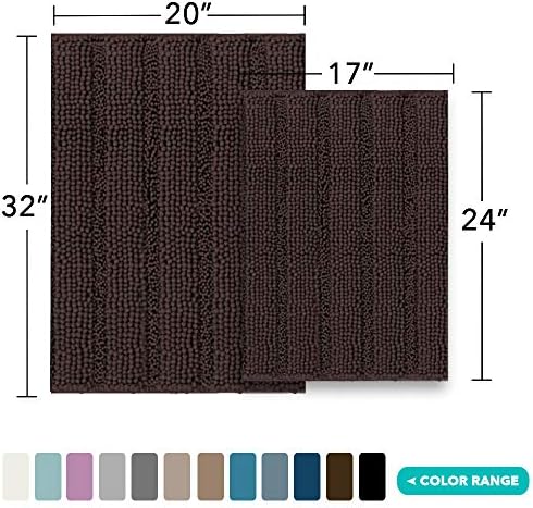 Turquoize Bathroom Rug Set, 2 Piece Soft Absorbent Chenille Bath Rug Set