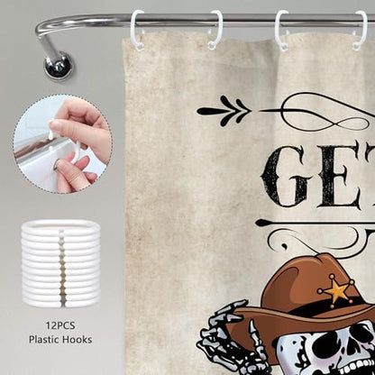 Halloween Western Cowboy Skull Skeleton Cool Gothic Bathroom Shower Curtain