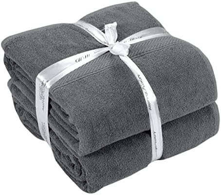 HILLFAIR 100% Cotton 2 Pc XXL Oversized Bath Towel Set 40"x 80"- Platinum