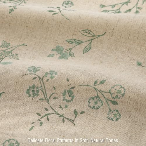 Sage Green Floral Farmhouse French Vintage Linen Shower Curtain 72Wx72H