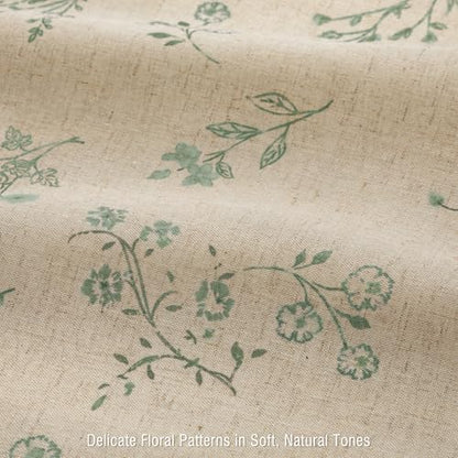 Sage Green Floral Farmhouse French Vintage Linen Shower Curtain 72Wx72H