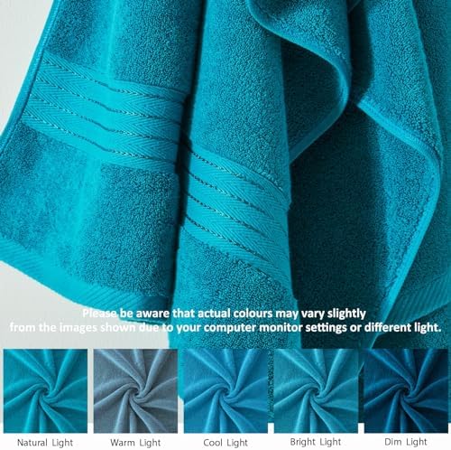 COZYART Luxury Bath Towels 2 PCS, Teal 100% Turkish Cotton 650 GSM
