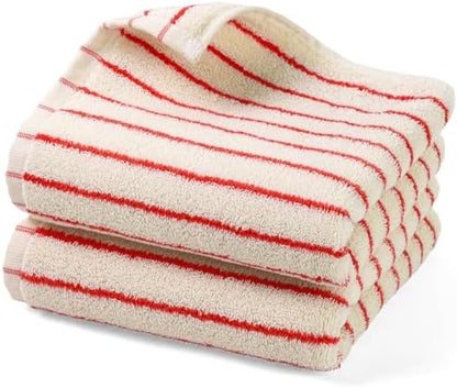 Striped Hand Towels Set of 2, Vintage Bathroom & Kitchen Decor, Guest Use