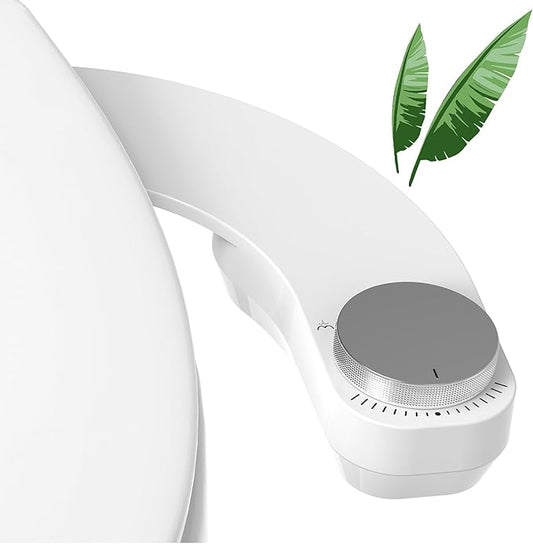 Left Hand Bidet, Ultra-Slim Left Handed Bidet Attachment for Toilet,Adjustable Water Pressure,Retractable Dual Nozzles for Frontal & Rear Wash - Chrome Knob