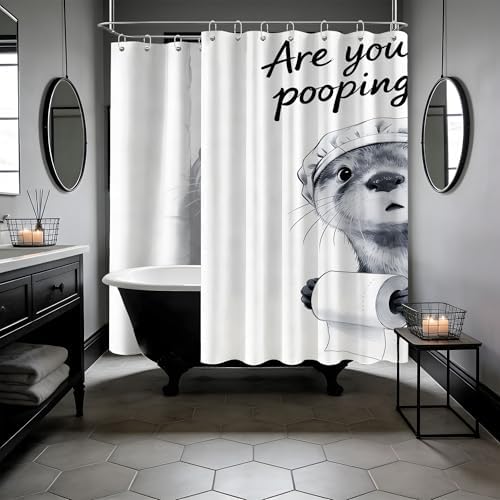 Extra Long Shower Curtain XL are You Pooping Otter, 108 x 72 Inchs