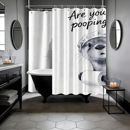 Extra Long Shower Curtain XL are You Pooping Otter, 108 x 72 Inchs