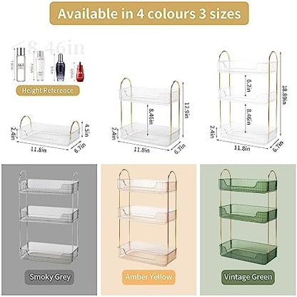 Akinbas 3 Tier Bathroom Organizer Countertop Makeup Perfume Tray Skincare Organizer for Bathroom Dresser Vanity (White)