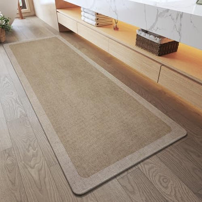 YDKGL Bathroom Runner Rug, Long Thin Bath Mat Fit Under Door, Brown 24x70