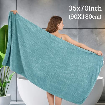 Ycosy 4 Pack Extra Large Microfiber Bath Towels Set,35x70 inches,600GSM,Less Lint Highly Absorbent Super Soft & Quick Dry,Oversized Bath Towels,Perfect for Bathroom Gym Pool,Turquoise