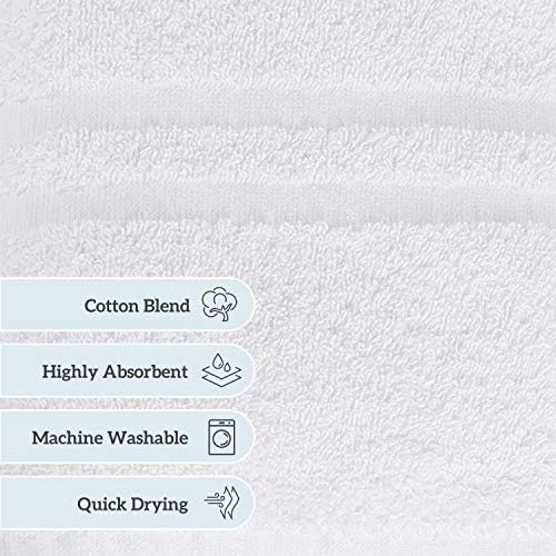 GREEN LIFESTYLE Luxury Bath Towel - White Large Bath Towels Pack for Spa, Gym, Bathroom, Hotel - 86% Cotton 14% Polyester -Super Soft, Thick and Absorbent 24 x 50 Bulk Bath Towel - (8-Pack)