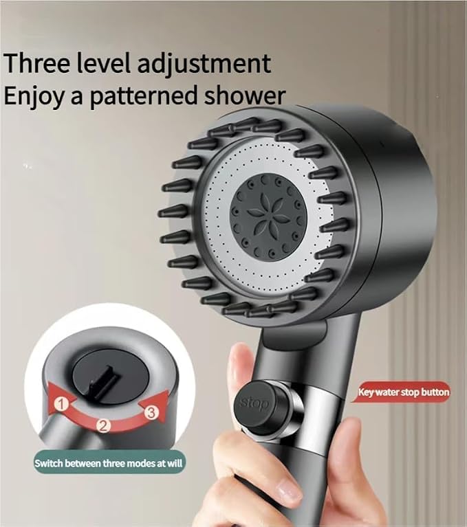 Shower Drops Head Filtered Showerhead With Five Filters,Filtered Shower Head With Handheld,High Pressure Turbo Showerhead,Reusable,Adjustable Settings With Hose4-piece set abc