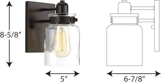 Progress Lighting P300045-020 Calhoun Collection Clear Glass Farmhouse Bath Vanity Light, 1 Light, Antique Bronze