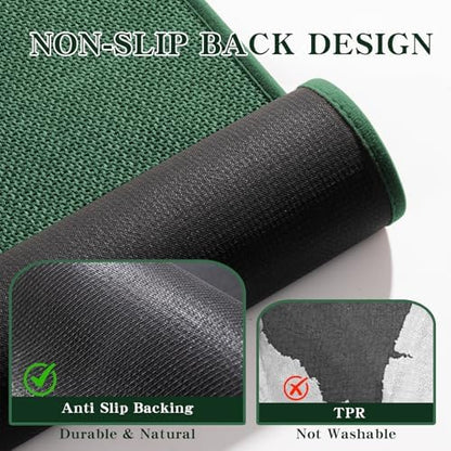 chakme Bathroom Rugs Mat U-Shaped 24x17, Ultra ThinNon Slip Bath Mat Small Quick Dry Absorbent Bath Matfor Bathroom Floor, (Dark Green, U-24"x17")