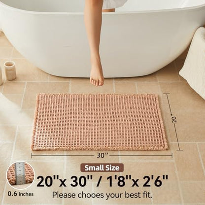 Triohero Waffle Bath Mat, Boho Bathroom Rugs Non Slip, 20x30 Light Peachy