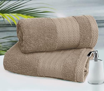 GLAMBURG Premium Cotton 4 Pack Bath Towel Set - 100% Pure Cotton - 4 Bath Towels 27x54 - Ideal for Everyday use - Ultra Soft & Highly Absorbent - Tan