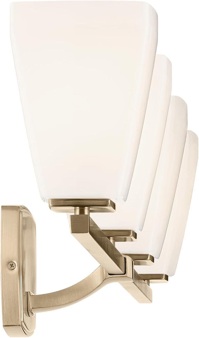 Kichler Marant 33.25" 4-Light Vanity Light with Opal Glass in Champagne Bronze, for Bathroom, Powder Room, Over a Mirror, (33.25" W x 9.5" H), 55217CPZ